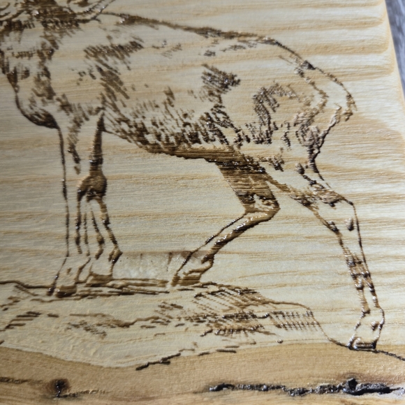 Handcrafted Live Edge Cherry Wood Trivet BC Mountain Sheep Engraved - Picture 3 of 8